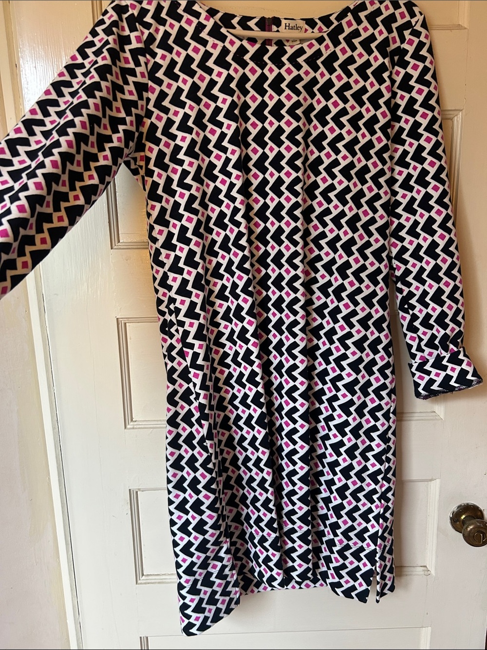 Hatley Black, White & Pink Geometric Knit Dress